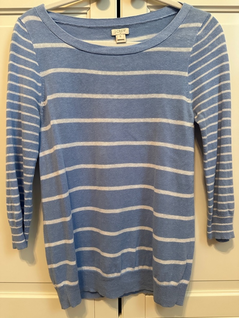 J. Crew Blue and White Striped Lightweight Sweater